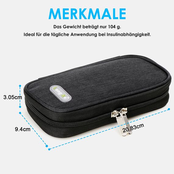 YOUSHARES Insulin Kühltasche mit 2 Kühlakku - TSA Diabetiker Tasche für Diabetikerzubehör, Epipen, Spritzen, Insulin und andere Medikamente Zubehör, Medikamententasche Pen Kühlbox auf Reisen (Schwarz)