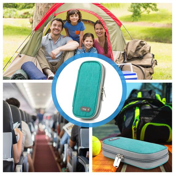YOUSHARES Insulin Kühltasche mit 2 Kühlakku - TSA Diabetiker Tasche für Diabetikerzubehör, Epipen, Spritzen, Insulin und andere Medikamente Zubehör, Medikamententasche Pen Kühlbox auf Reisen (Grün)
