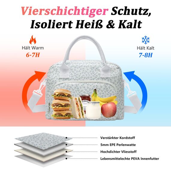 AOTM Kühltasche Klein für Frauen Männer, 12L Große Lunchtasche Isoliert Verstellbare Schultergurte, Faltbar Mini kühltasche kühlbox klein für Herren Damen, Isoliertasche für Arbeit Picknick Unterwegs