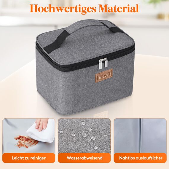 Lifewit Kühltasche Klein Isolierte für Männer Frauen, Faltbar Lunchbox Lunchtasche Isoliertasche Tragbare Kühlbox für Herren Damen für Picknicks Arbeit,Grau 9L