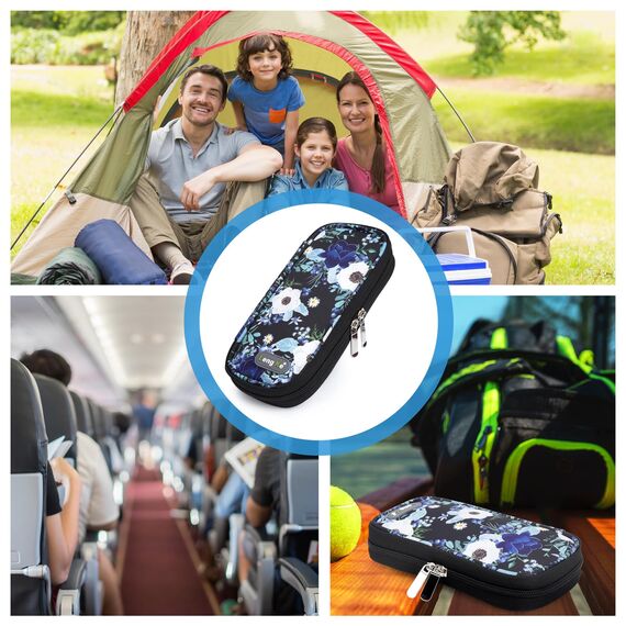 YOUSHARES Insulin Kühltasche mit 2 Kühlakku - Diabetiker Tasche für Diabetikerutensilien Halten Sie die Vorräte Sicher und Kalt, Diabetes Zubehör Pen Kühlbox auf Reisen (Silberner Lotus)