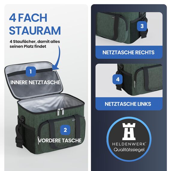 HELDENWERK Kühltasche klein & faltbar 10L, Isolierte Thermo Lunchtasche für Essen & Getränke, wasserdicht & auslaufsicher, Picknick Tasche klein, Kühlbox, Brunch Bag, Frühstückstasche, Mittagstasche