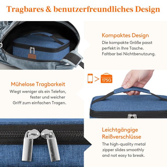 Lifewit Kühltasche Klein Isolierte für Männer Frauen, Faltbar Lunchbox Lunchtasche Isoliertasche Tragbare Kühlbox für Herren Damen für Picknicks Arbeit, Dunkelblau 4L