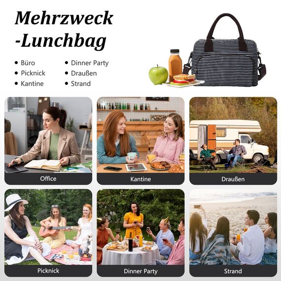 AOTM Kühltasche Klein für Frauen Männer, 12L Große Lunchtasche Isoliert Verstellbare Schultergurte, Faltbar Mini kühltasche kühlbox klein für Herren Damen, Isoliertasche für Arbeit Picknick Unterwegs