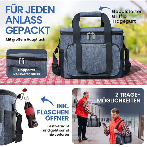 HELDENWERK Kühltasche klein & faltbar 10L, Isolierte Thermo Lunchtasche für Essen & Getränke, wasserdicht & auslaufsicher, Picknick Tasche klein, Kühlbox, Brunch Bag, Frühstückstasche, Mittagstasche