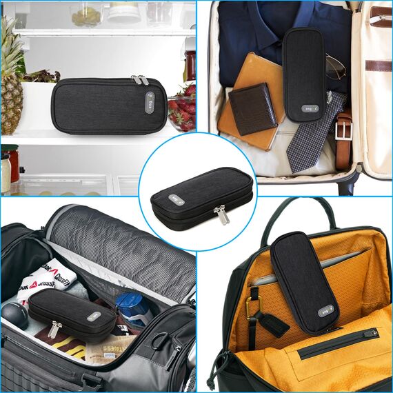 YOUSHARES Insulin Kühltasche mit 2 Kühlakku - TSA Diabetiker Tasche für Diabetikerzubehör, Epipen, Spritzen, Insulin und andere Medikamente Zubehör, Medikamententasche Pen Kühlbox auf Reisen (Schwarz)