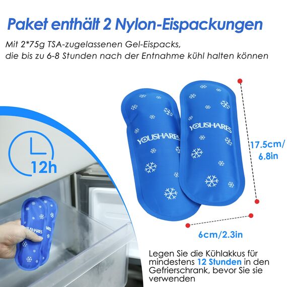 YOUSHARES Insulin Kühltasche mit 2 Kühlakkus, TSA Diabetiker Tasche für Insulin Pen, Epipen, Spritzen und andere Diabetiker Zubehör, Kleine Medikamenten Kühlbox für Reisen (Schwarz)