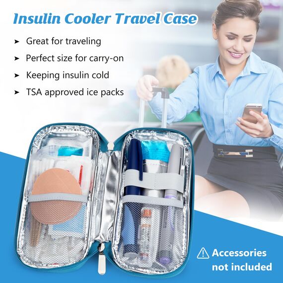 YOUSHARES Insulin Kühltasche mit 2 Kühlakku - Diabetiker Tasche für Diabetikerutensilien Halten Sie die Vorräte Sicher und Kalt, Diabetes Zubehör Pen Kühlbox auf Reisen (Lilien)