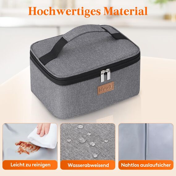 Lifewit Kühltasche Klein Isolierte für Männer Frauen, Faltbar Lunchbox Lunchtasche Isoliertasche Tragbare Kühlbox für Herren Damen für Picknicks Arbeit, Grau 6L
