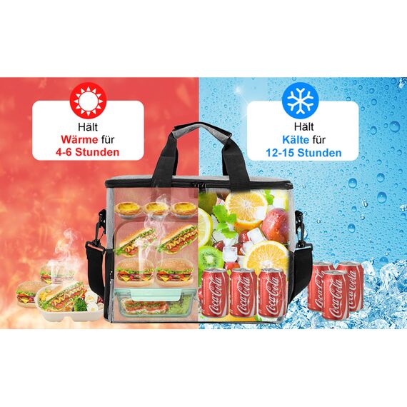 Kühltasche groß 27L | GLANXY Picknicktasche Gross Faltbar, Eistasche, Lunchtasche | Thermotasche | Kühlbox | Warmhaltetasche | Camping/BBQ/Büro/Picknick/Arbeit | Wasserdicht & Auslaufsicher