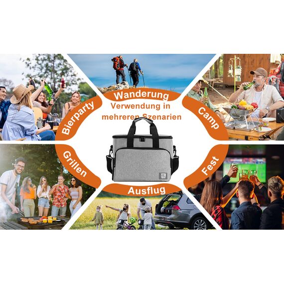 Kühltasche groß 27L | GLANXY Picknicktasche Gross Faltbar, Eistasche, Lunchtasche | Thermotasche | Kühlbox | Warmhaltetasche | Camping/BBQ/Büro/Picknick/Arbeit | Wasserdicht & Auslaufsicher