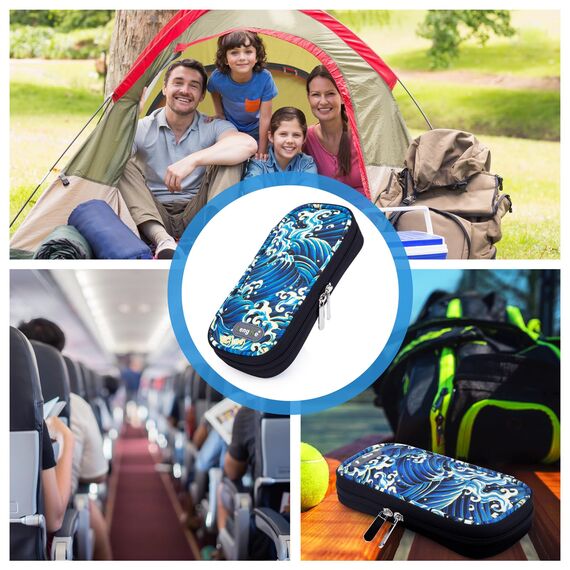 YOUSHARES Insulin Kühltasche mit 2 Kühlakku - Diabetiker Tasche für Diabetikerutensilien Halten Sie die Vorräte Sicher und Kalt, Diabetes Zubehör Pen Kühlbox auf Reisen (Seewellen)