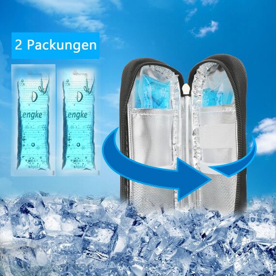 YOUSHARES Insulin Kühltasche mit 2 Kühlakku - TSA Diabetiker Tasche für Diabetikerzubehör, Epipen, Spritzen, Insulin und andere Medikamente Zubehör, Medikamententasche Pen Kühlbox auf Reisen (Schwarz)