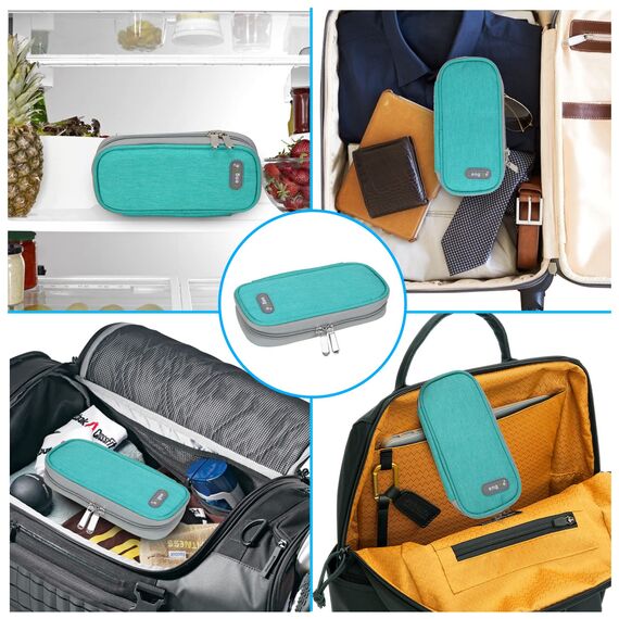 YOUSHARES Insulin Kühltasche mit 2 Kühlakku - TSA Diabetiker Tasche für Diabetikerzubehör, Epipen, Spritzen, Insulin und andere Medikamente Zubehör, Medikamententasche Pen Kühlbox auf Reisen (Grün)