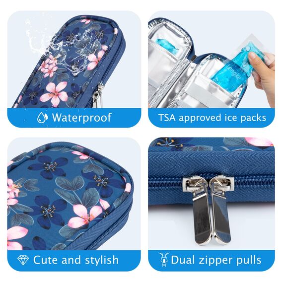 YOUSHARES Insulin Kühltasche mit 2 Kühlakku - Diabetiker Tasche für Diabetikerutensilien Halten Sie die Vorräte Sicher und Kalt, Diabetes Zubehör Pen Kühlbox auf Reisen (Magnolie)