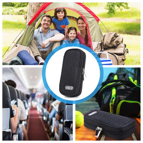YOUSHARES Insulin Kühltasche mit 2 Kühlakku - TSA Diabetiker Tasche für Diabetikerzubehör, Epipen, Spritzen, Insulin und andere Medikamente Zubehör, Medikamententasche Pen Kühlbox auf Reisen (Schwarz)