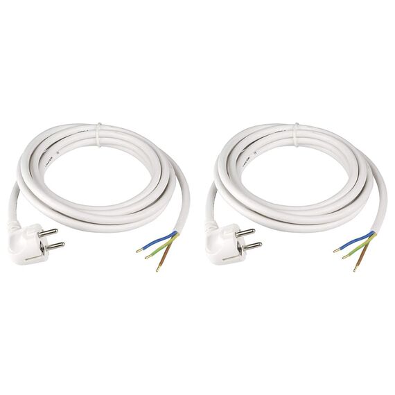 REV Zuleitung Stromkabel mit Stecker, 3m, 3680W, 230 V, weiß (Packung mit 2)
