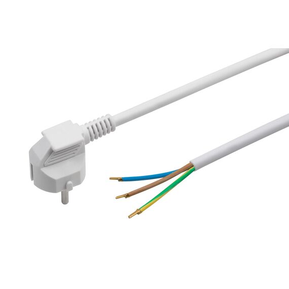 Meister Schutzkontakt-Zuleitung - 5 Meter - weiß - Kunststoffleitung H05VV-F3G1,5 - 3 Adern - IP20 / Anschlussleitung mit Schuko-Stecker / Anschlusskabel / Installationsmaterial / 7434540
