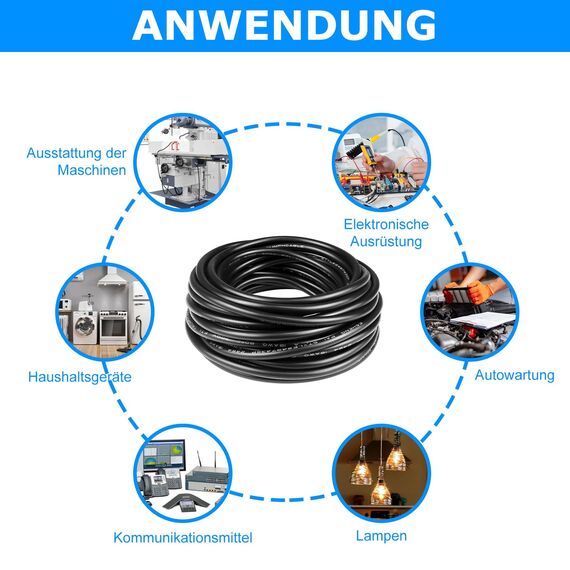10 Meter 18AWG 2x0,75mm² Elektrischer Draht, 2 Adrig Kabel 5V/12V/24V Stromkabel Verzinntes Kupferkabel，Flexibel und Weich Niedrige Impedanz Hohe Temperaturbeständigkeit Verlängerungskabel