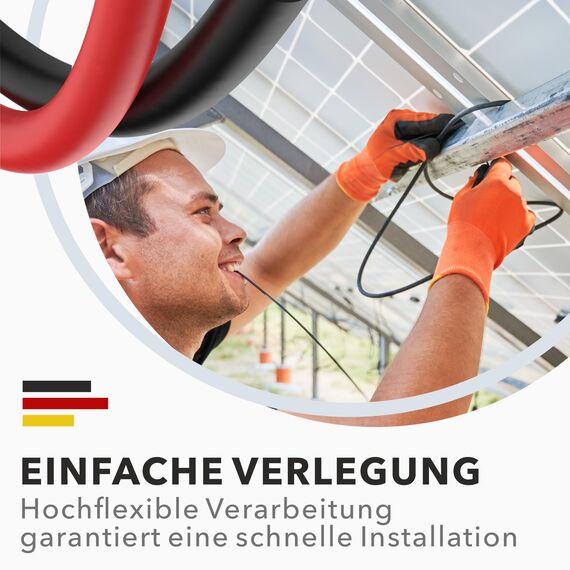 RedStar24 Premium Solarkabel 6mm² Rot - 20m - TÜV SÜD geprüft - UV-beständig, flexibel, Photovoltaik Kabel, PV Kabel, Solar Anschlusskabel für Solarpanel, Wechselrichter & Laderegler - langlebig