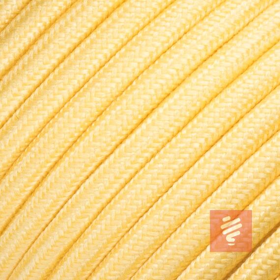 Textilkabel für Lampe, Stoffkabel 3-adrig (3x0,75mm²), Gelb - Preis pro Meter (am Stück)