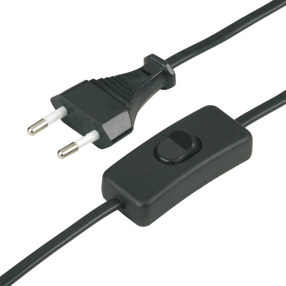 REV Zuleitung, Kabel mit Schalter und Eurostecker, 2m, max. 2A, schwarz