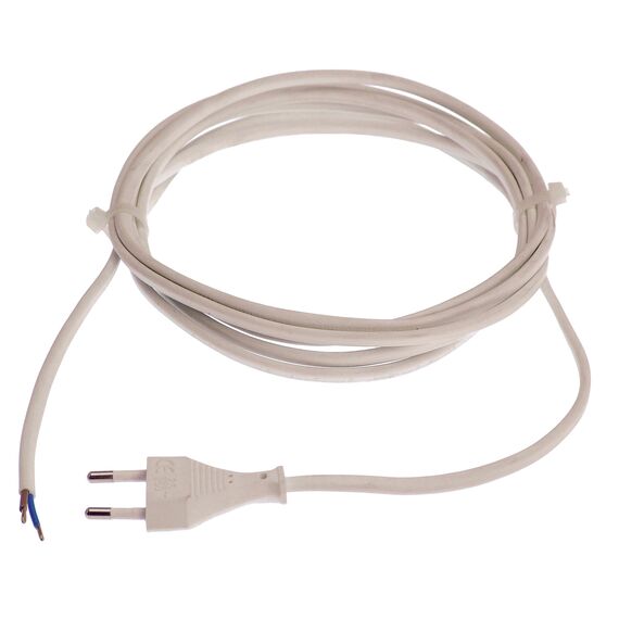 as - Schwabe Euro-Anschlussleitung - 3 m Anschlussleitung H03VVH2-F 2x0,75mm – Euroflachstecker mit Leitung – Anschlusskabel 30 mm abgemantelt mit Aderendhülsen – Stromkabel IP20 - Weiß, 70651