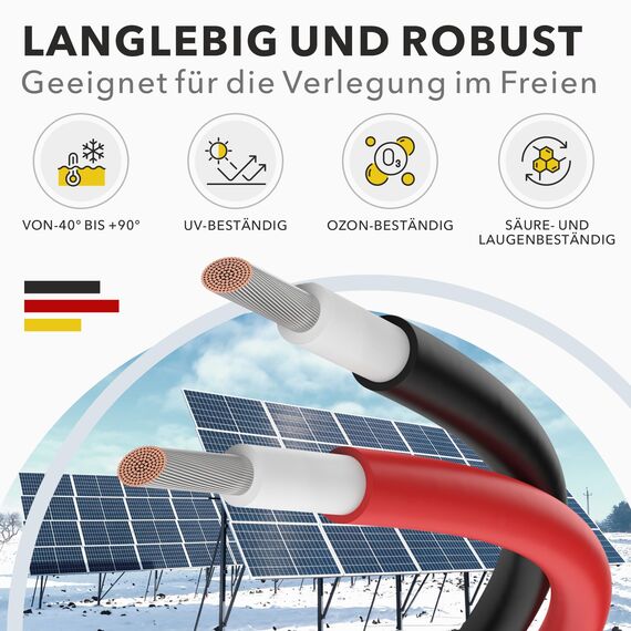 RedStar24 Premium Solarkabel 6mm² Rot - 100m - TÜV SÜD geprüft - UV-beständig, flexibel, Photovoltaik Kabel, PV Kabel, Solar Anschlusskabel für Solarpanel, Wechselrichter & Laderegler - langlebig