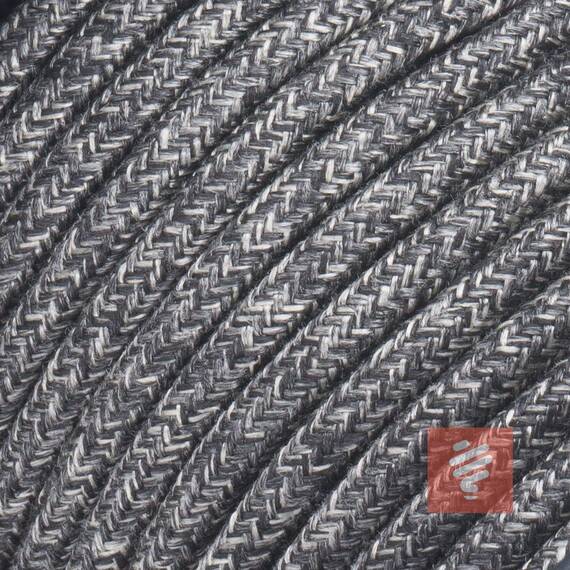 Textilkabel für Lampe, Stoffkabel 3-adrig (3x0,75mm²), Schwarz-Melange - Preis pro Meter (am Stück)
