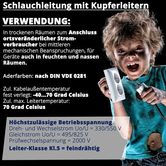 Schlauchleitung Gerätekabel H05VV-F 3G1,5 mm² - 3x1,5 mm² - schwarz - 5/10 / 25/50 oder 100 Meter wählbar, Ihre Auswahl: 3x1,5 mm2 - Länge: 10 Meter