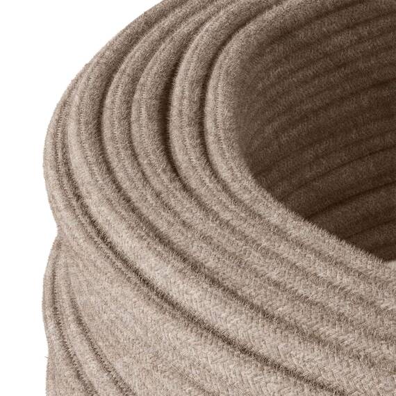 Textilkabel für Lampe, Rundkabel, dreiadrig (3x0.75mm²), Leinen - Meterware