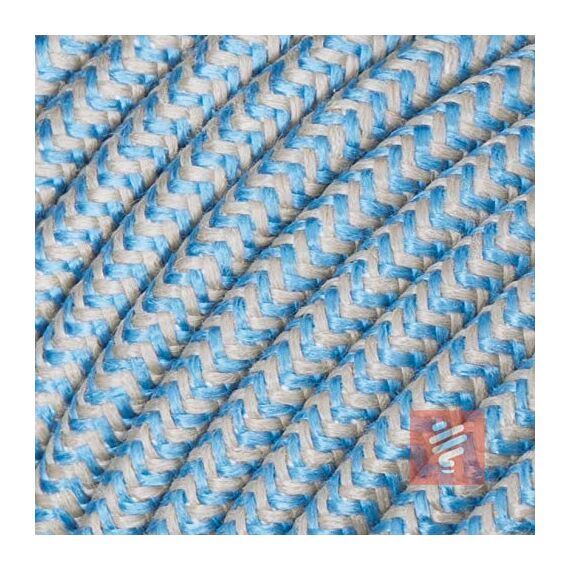 Textilkabel für Lampe, Rundkabel, dreiadrig (3x0.75mm²), Leinen-Blau - 20 Meter