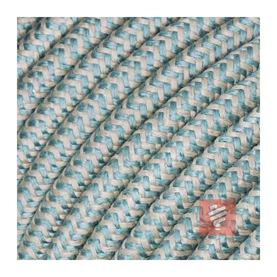 Textilkabel für Lampe, Stoffkabel Leinengarn, 3-adrig (3x0,75mm²), Leinen-Grün - 3 Meter