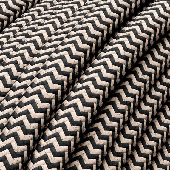 Textilkabel für Lampe, Stoffkabel aus Leinengarn, 3-adrig (3x0,75mm²), Leinen-Schwarz - 100 Meter