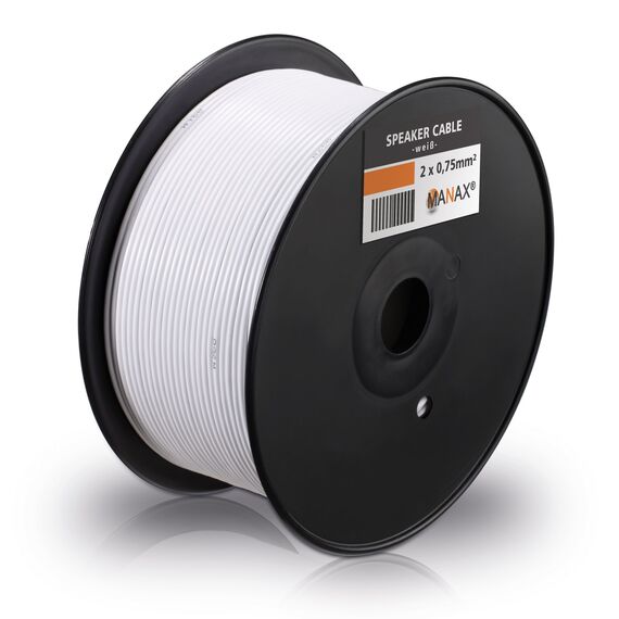 MANAX® 50m Zwillingslitze 2x 0,75mm² weiß Kabel 2-adrig (50m 0,75mm² - 1 Ring, weiß)