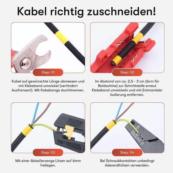 Textilkabel für Lampe, Stoffkabel aus Leinengarn, 3-adrig (3x0,75mm²), Leinen-Schwarz - 20 Meter