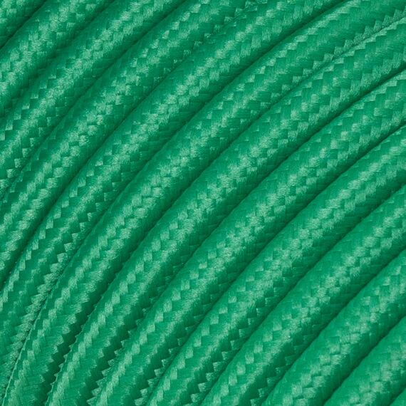 Textilkabel für Lampe, Textilummanteltes Rundkabel, dreiadrig 3x0,75mm², Grün - 100 Meter Rolle