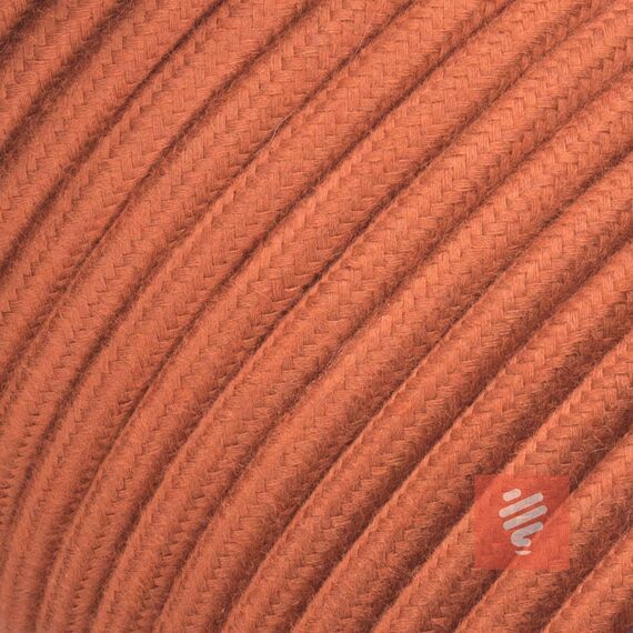 Textilkabel für Lampe, Stoffkabel 3-adrig (3x0,75mm²), Rostbraun - 10 Meter