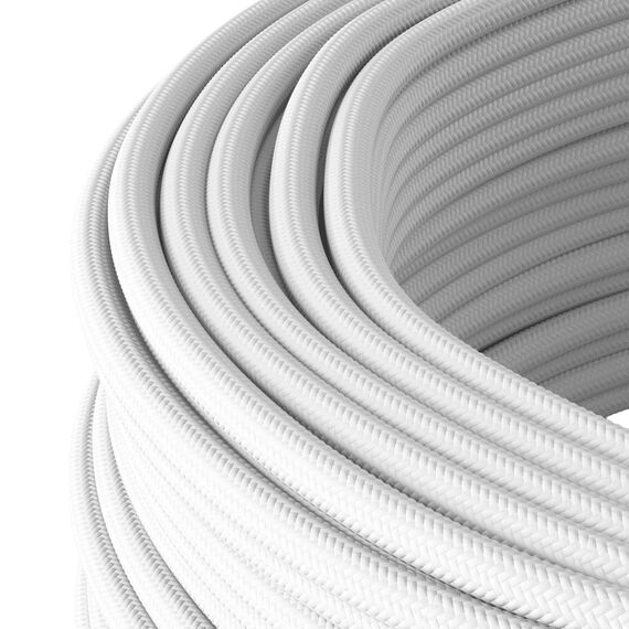 Textilkabel für Lampe, Textilummanteltes Rundkabel, dreiadrig 3x0,75mm², Weiß - Meterware, Preis pro Meter