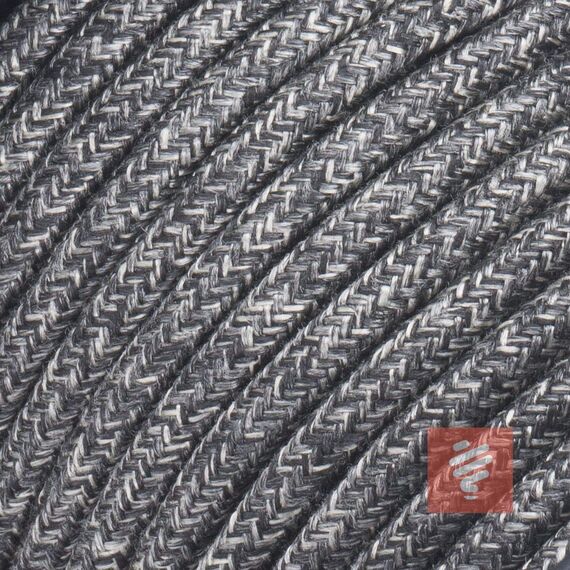 Textilkabel für Lampe, Stoffkabel 3-adrig (3x0,75mm²), Schwarz-Melange - 10 Meter