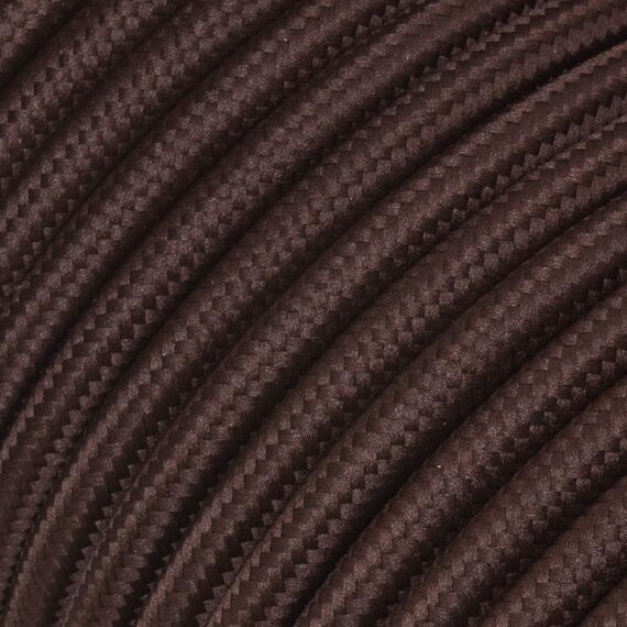 Textilkabel für Lampe, Textilummanteltes Rundkabel, dreiadrig 3x0,75mm², Braun (Dunkelbraun) - 100 Meter