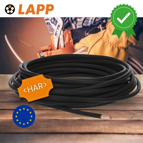 10 Meter Lapp 4520015 H07V-K 10 mm² schwarz I Verdrahtungsleitung I Aderleitung flexibel I PVC-Einzelader I Litze 10mm2 I Verdrahtung