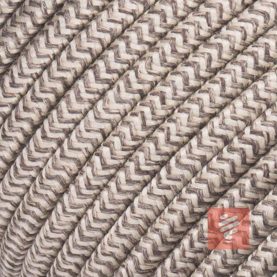 Textilkabel für Lampe, Stoffkabel 3-adrig (3x0,75mm²), Leinen-Braun - 3 Meter