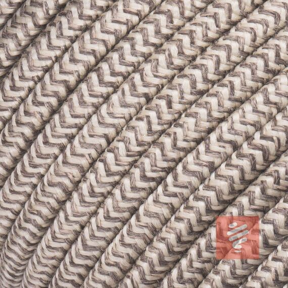 Textilkabel für Lampe, Stoffkabel 3-adrig (3x0,75mm²), Leinen-Braun - 20 Meter