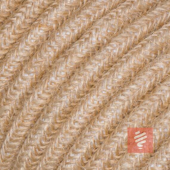 Textilkabel für Lampe, Stoffkabel aus Jutegarn, 3-adrig (3x0,75mm²), Jute - 100 Meter