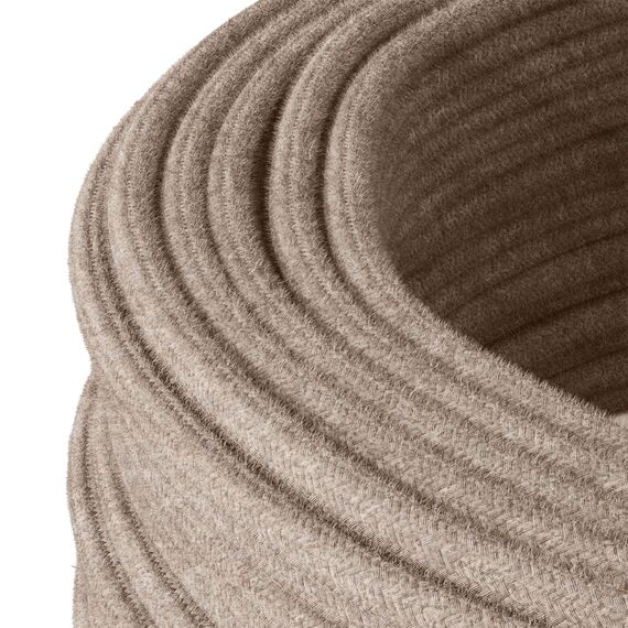 Textilkabel für Lampe, Rundkabel, dreiadrig (3x0.75mm²), Leinen - 100 Meter