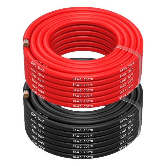 MMOBIEL 8 AWG Silikon Elektronik Kabel - 8 Gauge (8,37mm²) Verzinnte Kupferkabel - 2 Separate Kabel Rot & Schwarz Jede 10m / 32.8ft für Kühlschränke, Klimaanlagen, Autobatterien, Schweißbatterien