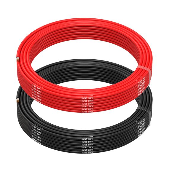 MMOBIEL 16 AWG Silikon Elektronik Kabel - 16 Gauge (1,31mm²) Verzinnte Kupferkabel - 2 Separate Kabel Rot & Schwarz Jede 10m / 32.8ft für RC, Drohnen, 3D Drucker, Batterien, Sprecherkabel, Led Strips