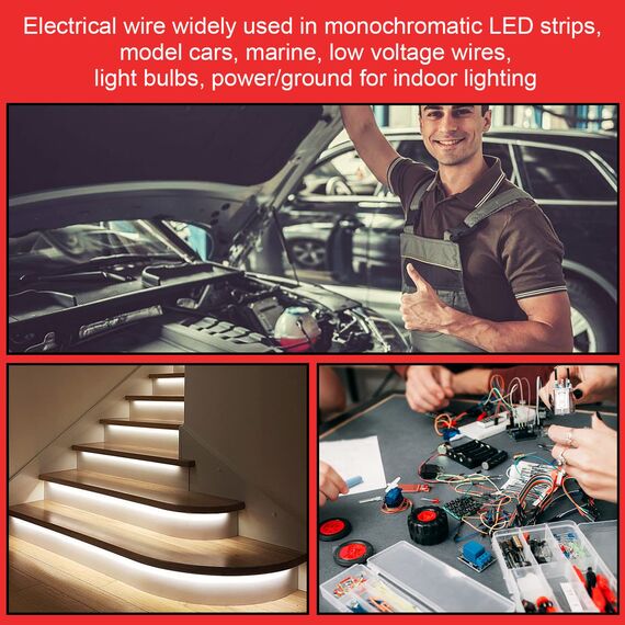 VIABRICO 30 Meter 16AWG 2x1,5mm² Elektrischer Draht, 2 Adrig Kabel 5V/12V/24V Stromkabel Kupferummanteltes Aluminium-Kupferkabel，Flexibel und Weich Niedrige Impedanz Verlängerungskabel