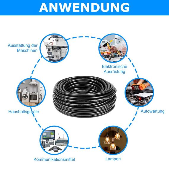 5 Meter 22AWG 3x0,3mm² Elektrischer Draht, 3 Adrig Kabel Erdkabel 5V/12V/24V Stromkabel Verzinntes Kupferkabel，Flexibel und Weich Niedrige Impedanz Hohe Temperaturbeständigkeit Verlängerungskabel